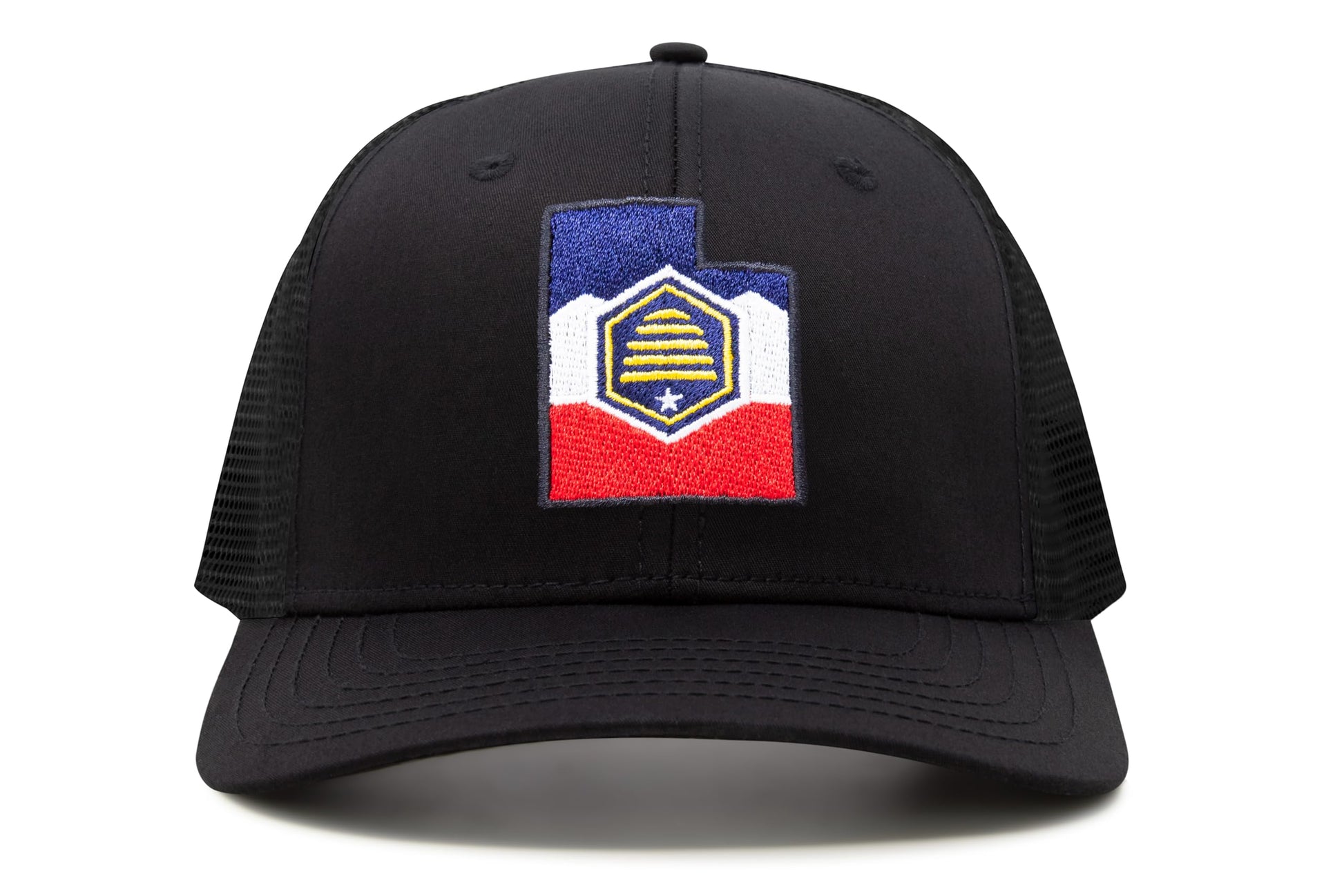 International Tie Stateline Flag Hat for Men and Women - Snapback Trucker Baseball Cap (Utah, All Black) - International Tie