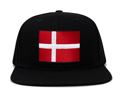 Denmark Flag Hat for Men and Women – Adjustable Snapback Baseball Cap by International Tie (Black Flatbill)