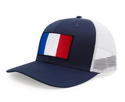 International Tie French Flag Hat for Men and Women - France Snapback Trucker Baseball Cap (Navy White)