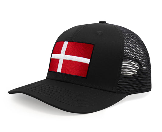 Denmark Flag Hat for Men and Women – Adjustable Snapback Baseball Cap by International Tie (All Black)