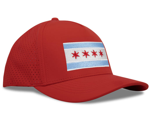 Performance Golf Hat – Adjustable Snapback Trucker Baseball Cap for Men & Women - Jetset Series (Chicago, Red Rosso)