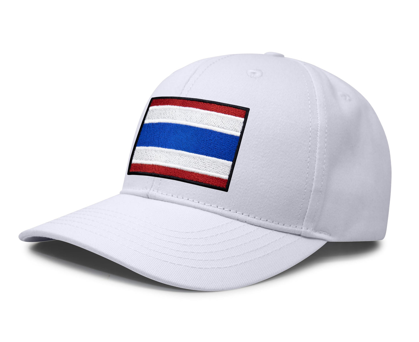International Tie Country Hat for Men and Women, Adjustable Snapback Trucker Baseball Cap with Embroidered Patch (Thailand, All White) - International Tie