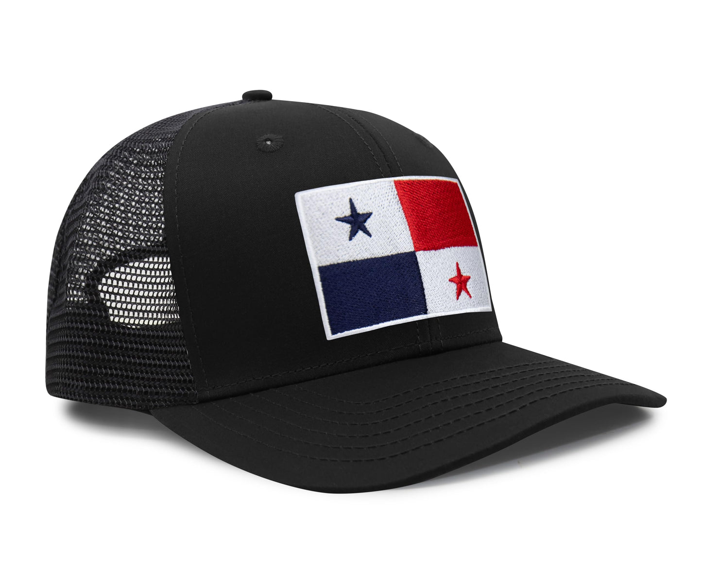International Tie Panama Flag Hat for Men and Women - Adjustable Snapback Trucker Baseball Cap (All Black)