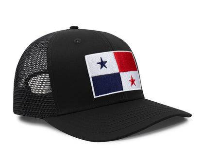 International Tie Panama Flag Hat for Men and Women - Adjustable Snapback Trucker Baseball Cap (All Black)