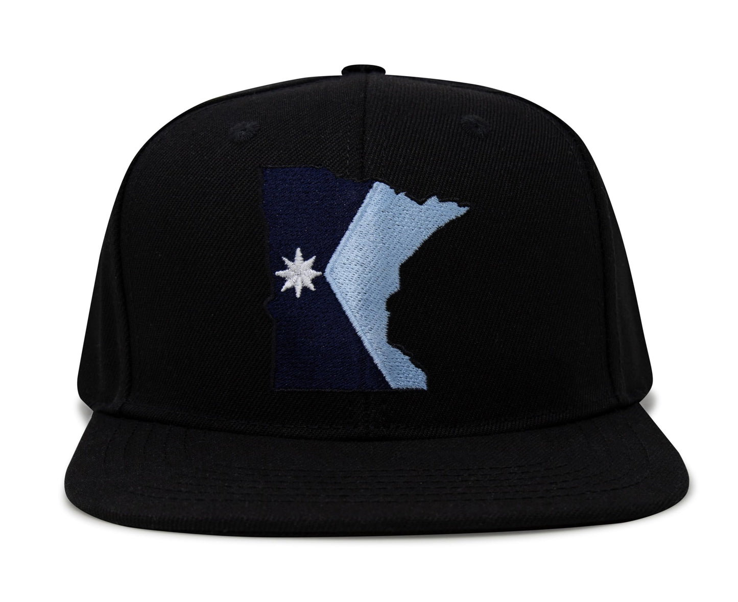 International Tie Stateline Flag Hat for Men and Women - Snapback Trucker Baseball Cap (Minnesota, Black Flatbill)