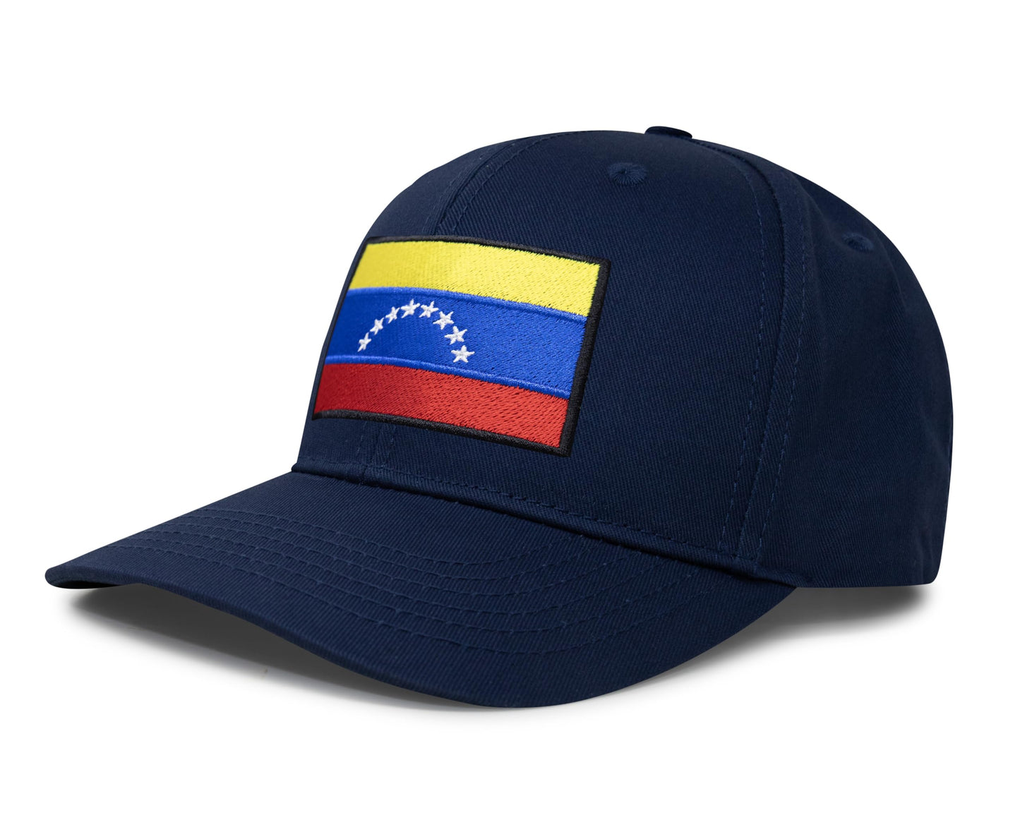 International Tie Country Hat for Men and Women, Adjustable Snapback Trucker Baseball Cap with Embroidered Patch (Venezuela, All Navy) - International Tie