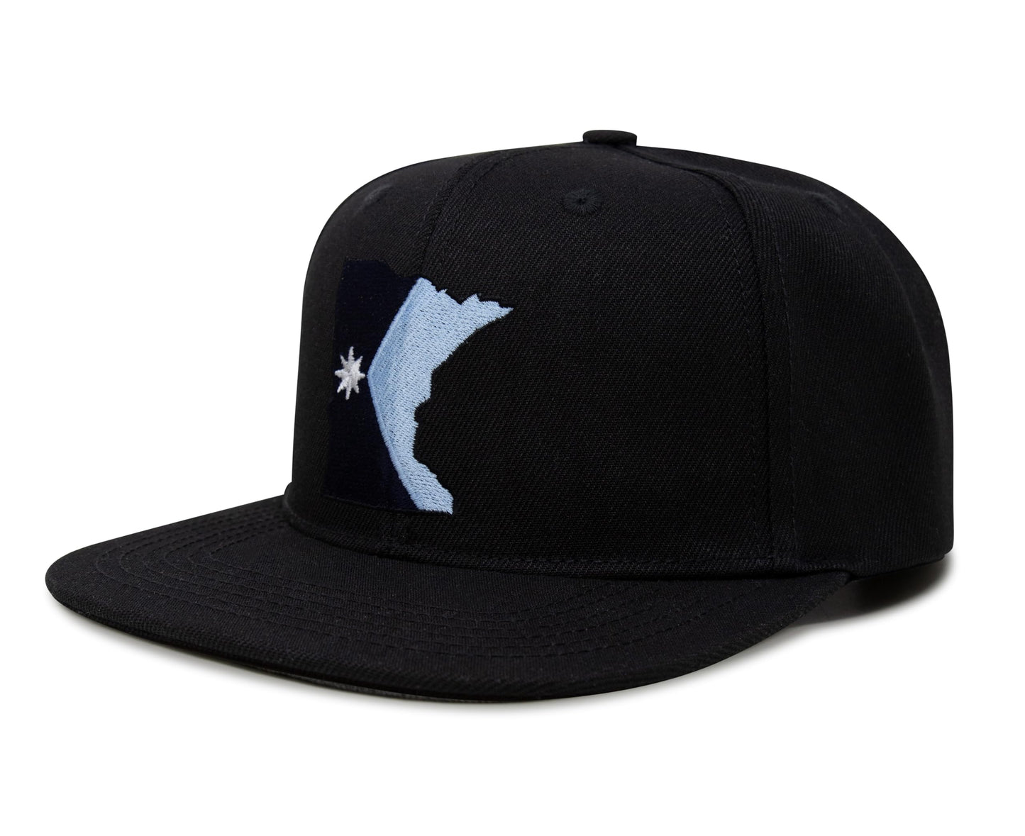 International Tie Stateline Flag Hat for Men and Women - Snapback Trucker Baseball Cap (Minnesota, Black Flatbill)