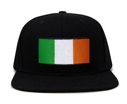 International Tie Irish Flag Hat for Men and Women - Ireland Snapback Trucker Baseball Cap (Black Flatbill)