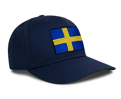 International Tie Swedish Flag Hat for Men and Women - Sweden Snapback Trucker Baseball Cap (All Navy)