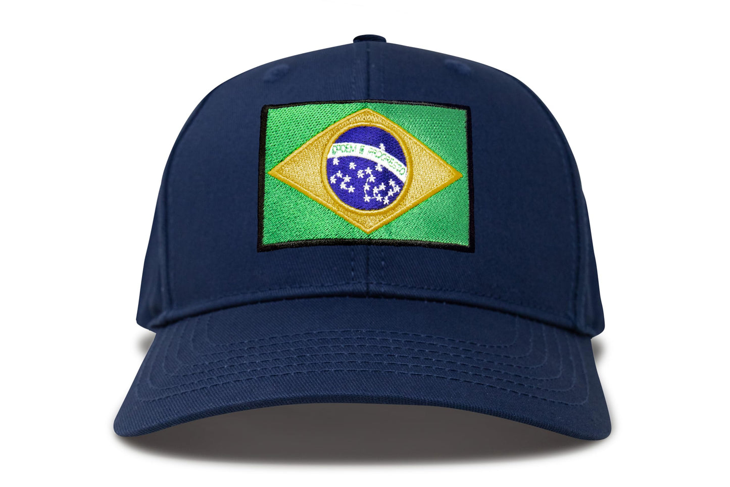 International Tie Country Hat for Men and Women, Adjustable Snapback Trucker Baseball Cap with Embroidered Patch (Brazil, All Navy)