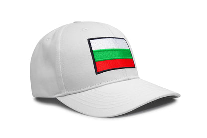 International Tie Country Hat for Men and Women, Adjustable Snapback Trucker Baseball Cap with Embroidered Patch (Bulgaria, All White)