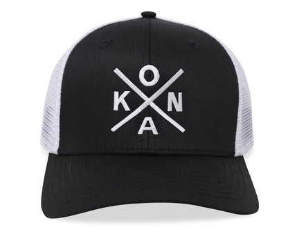 International Tie Kailua-Kona KONA Hat for Men and Women - Snapback Trucker Baseball Cap (Grey/White)