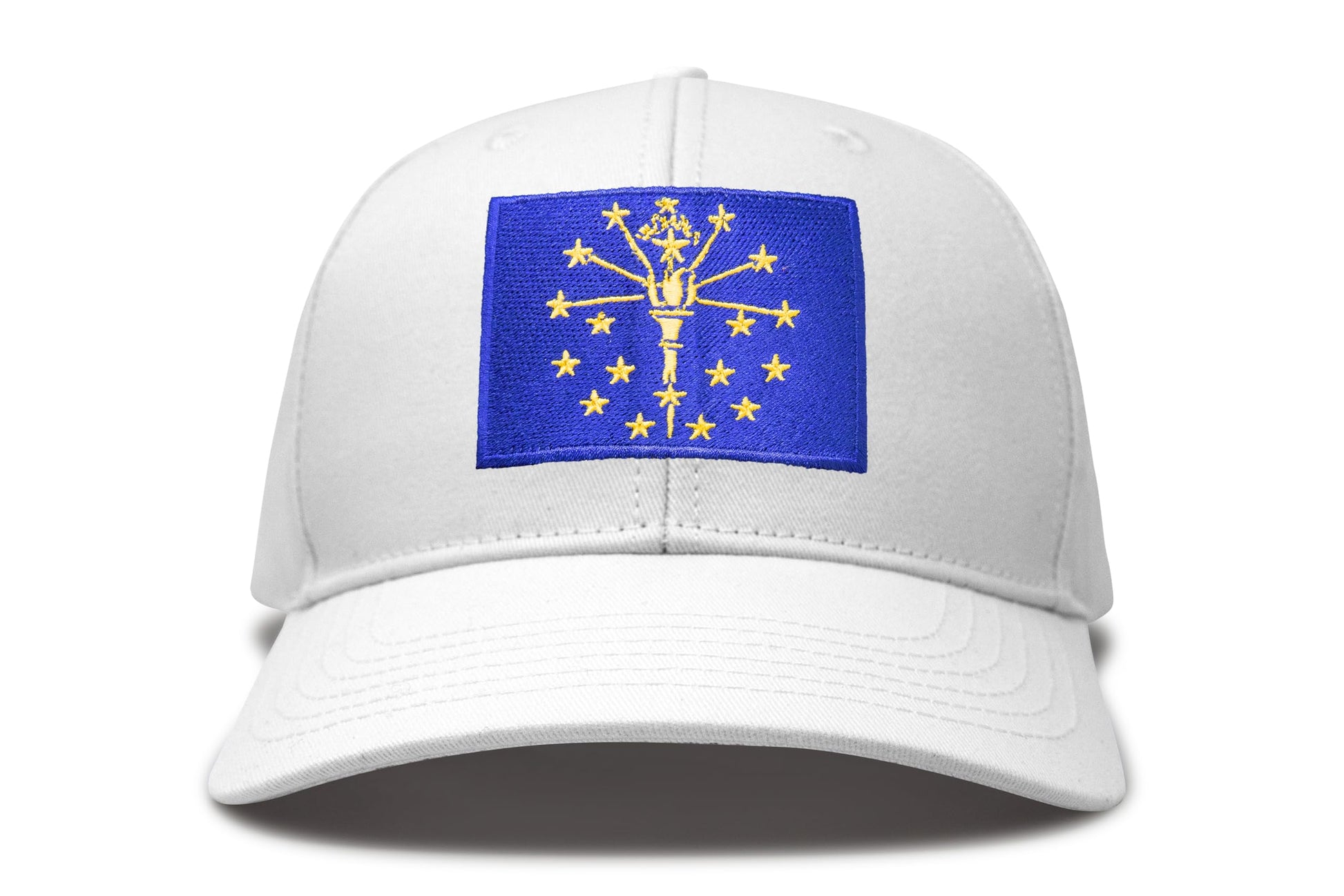 International Tie State Hat for Men and Women, Adjustable Snapback Trucker Baseball Cap with Embroidered Patch (Indiana, All White) - International Tie