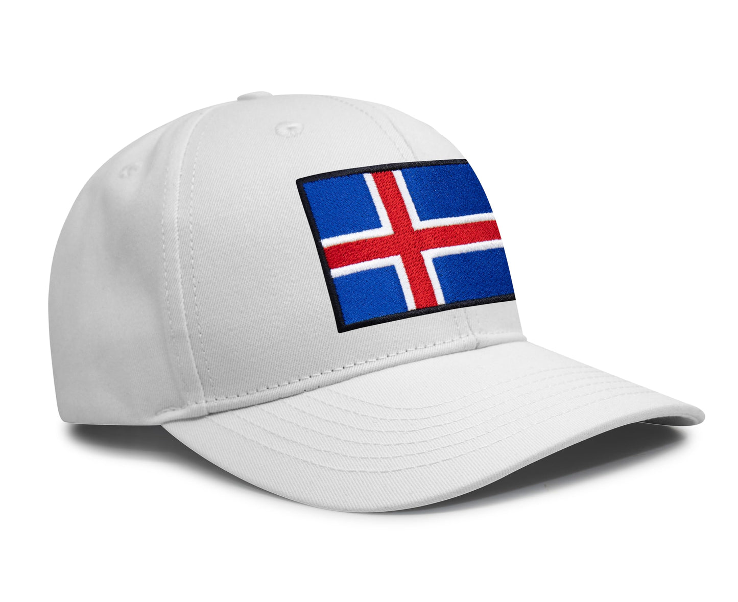International Tie Iceland Flag Hat for Men and Women - Adjustable Snapback Trucker Baseball Cap (All White)
