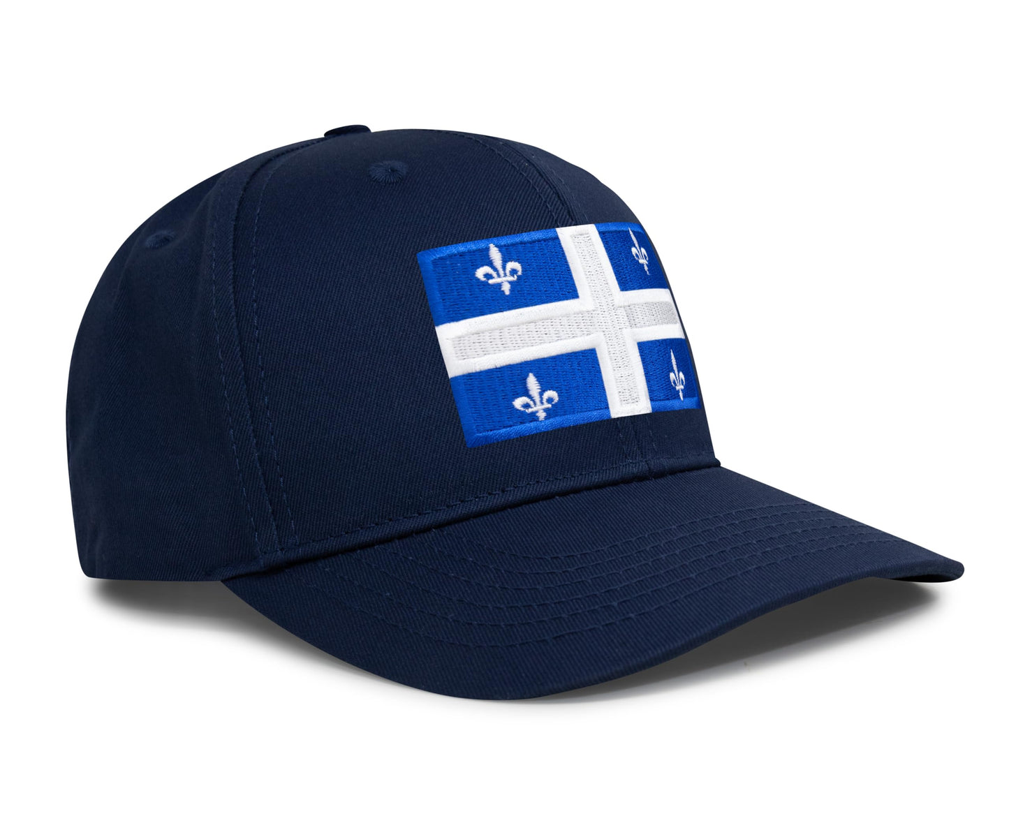 International Tie State Hat for Men and Women, Adjustable Snapback Trucker Baseball Cap with Embroidered Patch (Quebec, All Navy)