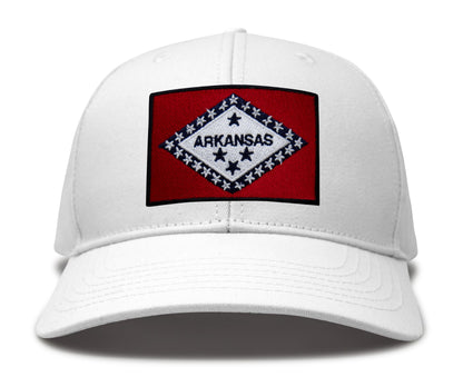 Arkansas Flag Hat for Men and Women – Snapback Trucker Baseball Cap by International Tie (All White)