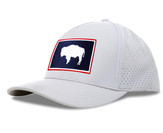 Performance Golf Hat – Adjustable Snapback Trucker Baseball Cap for Men & Women - Jetset Series (Wyoming, Arctic White)