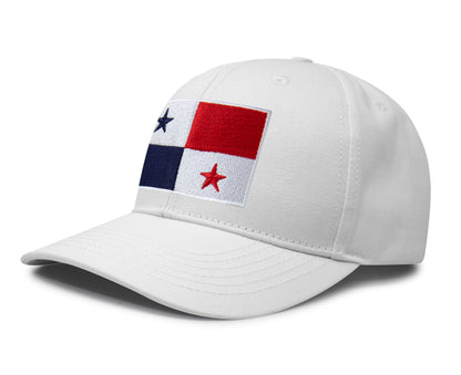International Tie Panama Flag Hat for Men and Women - Adjustable Snapback Trucker Baseball Cap (All White)