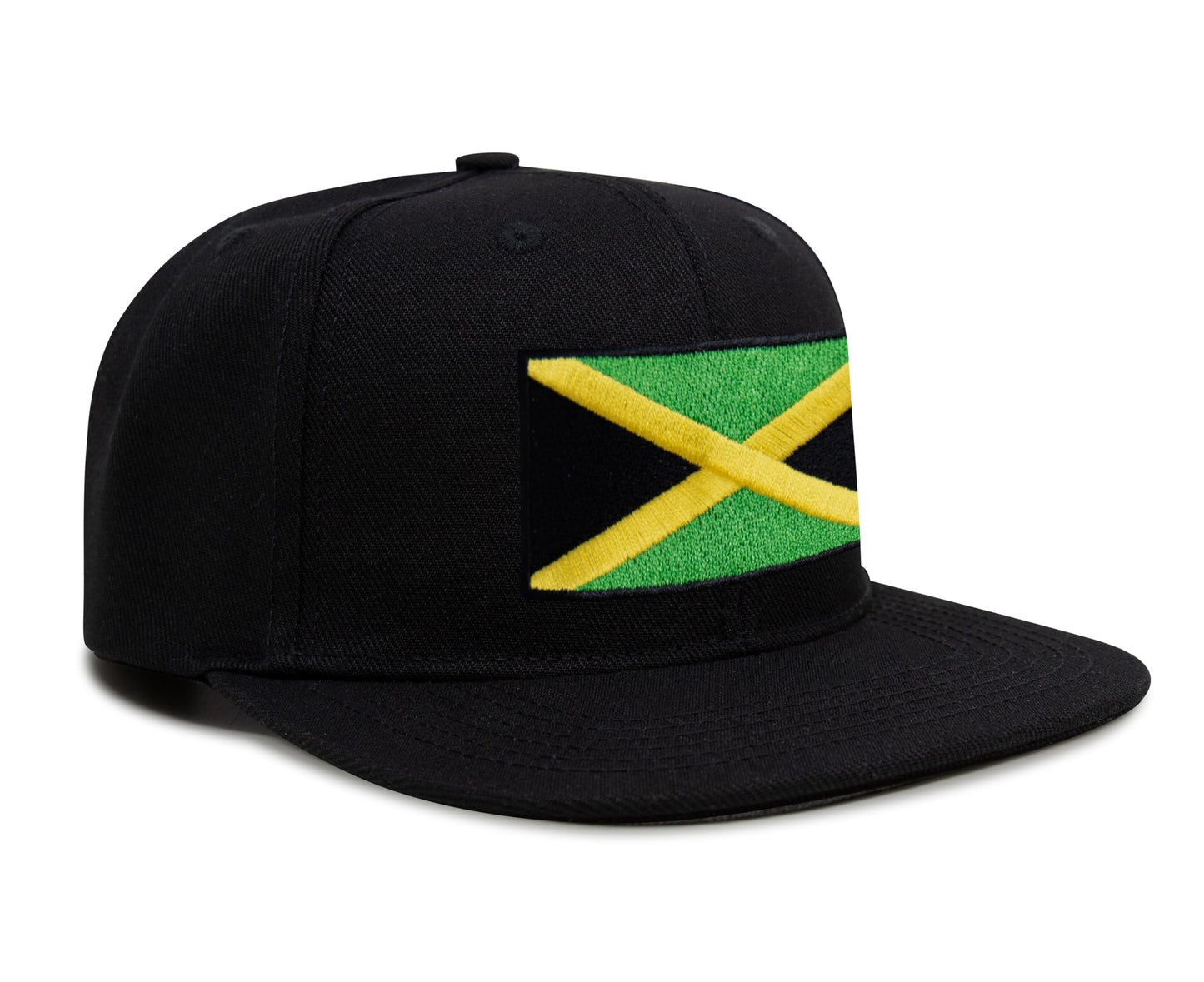 International Tie Jamaican Flag Hat for Men and Women - Jamaica Snapback Trucker Baseball Cap (Black Flatbill)