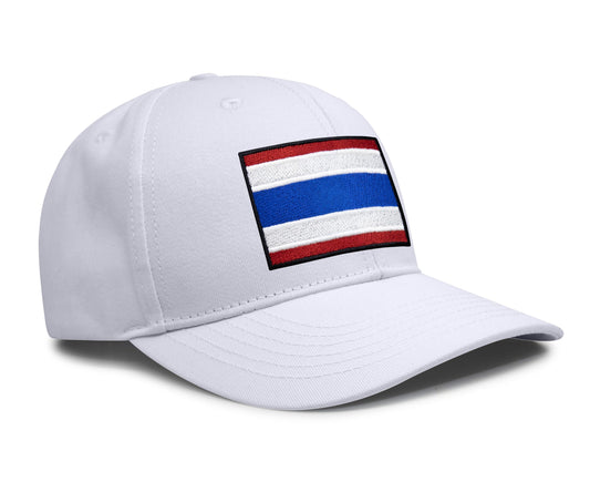 International Tie Country Hat for Men and Women, Adjustable Snapback Trucker Baseball Cap with Embroidered Patch (Thailand, All White) - International Tie