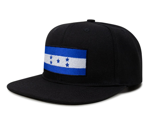 International Tie Honduras Flag Hat for Men and Women - Adjustable Snapback Trucker Baseball Cap (Black Flatbill)