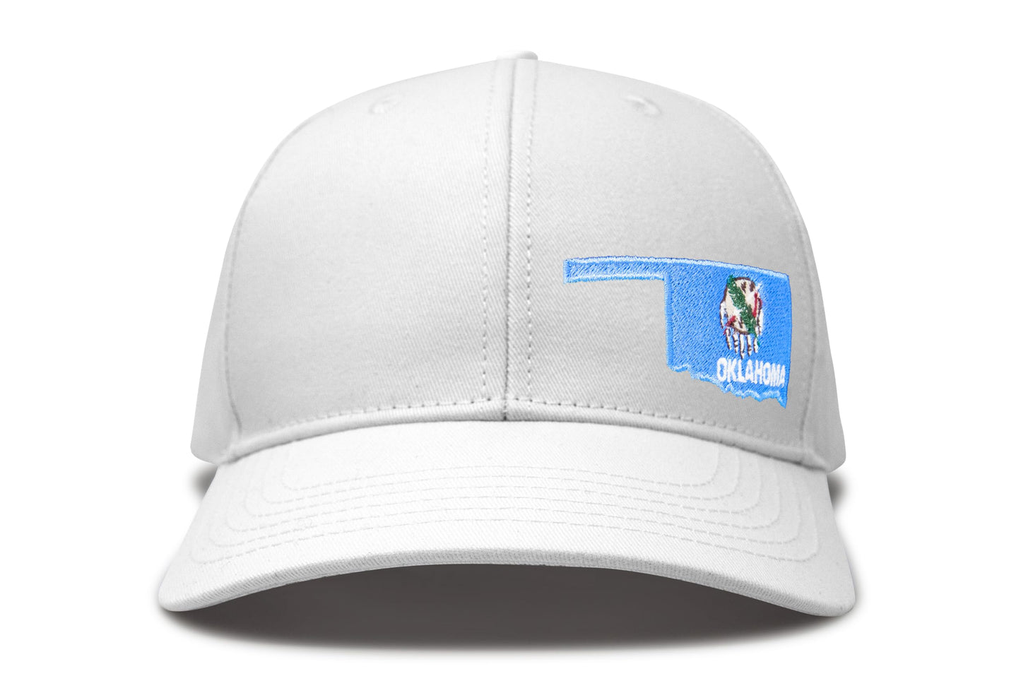 International Tie Stateline Flag Hat for Men and Women - Snapback Trucker Baseball Cap (Oklahoma, All White)