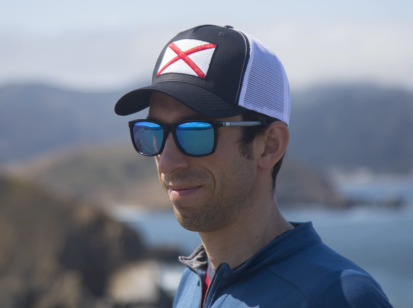 Iowa Flag Hat for Men and Women – Adjustable Snapback Trucker Baseball Cap by International Tie (Black White)