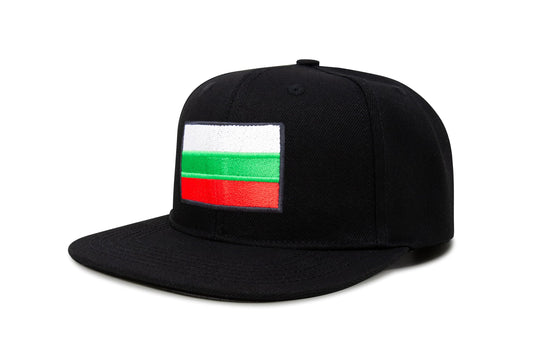 International Tie Country Hat for Men and Women, Adjustable Snapback Trucker Baseball Cap with Embroidered Patch (Bulgaria, Black Flatbill)