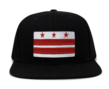 International Tie Washington DC Flag Trucker Hat for Men and Women - Snapback Baseball Cap (Black Flatbill)