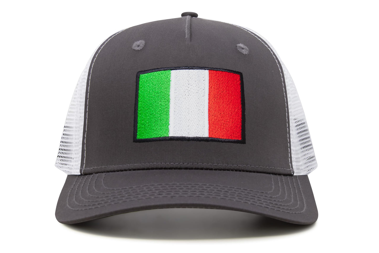 International Tie Country Hat for Men and Women, Adjustable Snapback Trucker Baseball Cap with Embroidered Patch (Italy, Grey White)