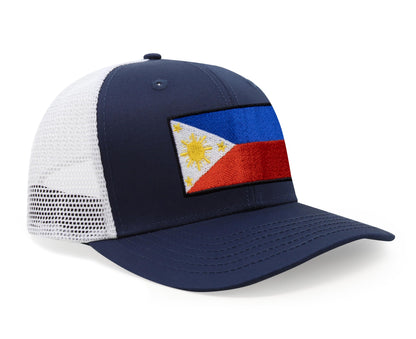 International Tie Philippines hat for Men and Women - Snapback Trucker Baseball Cap (Navy White)