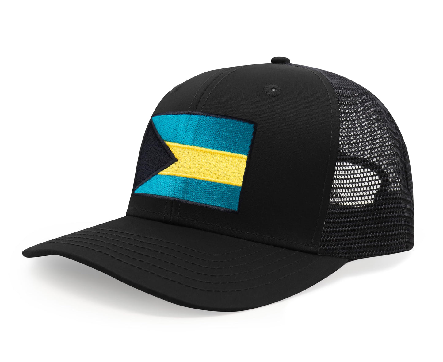 Bahamas Flag Hat for Men and Women – Adjustable Bahamian Snapback Baseball Cap by International Tie (All Black)