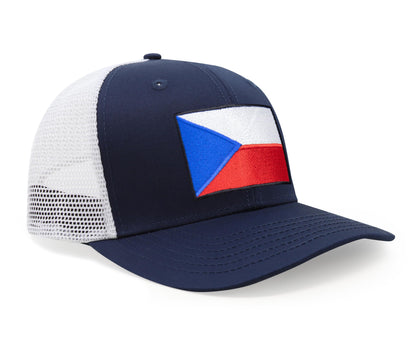 Czech Republic Flag Hat for Men and Women – Adjustable Snapback Baseball Cap by International Tie (Navy White)