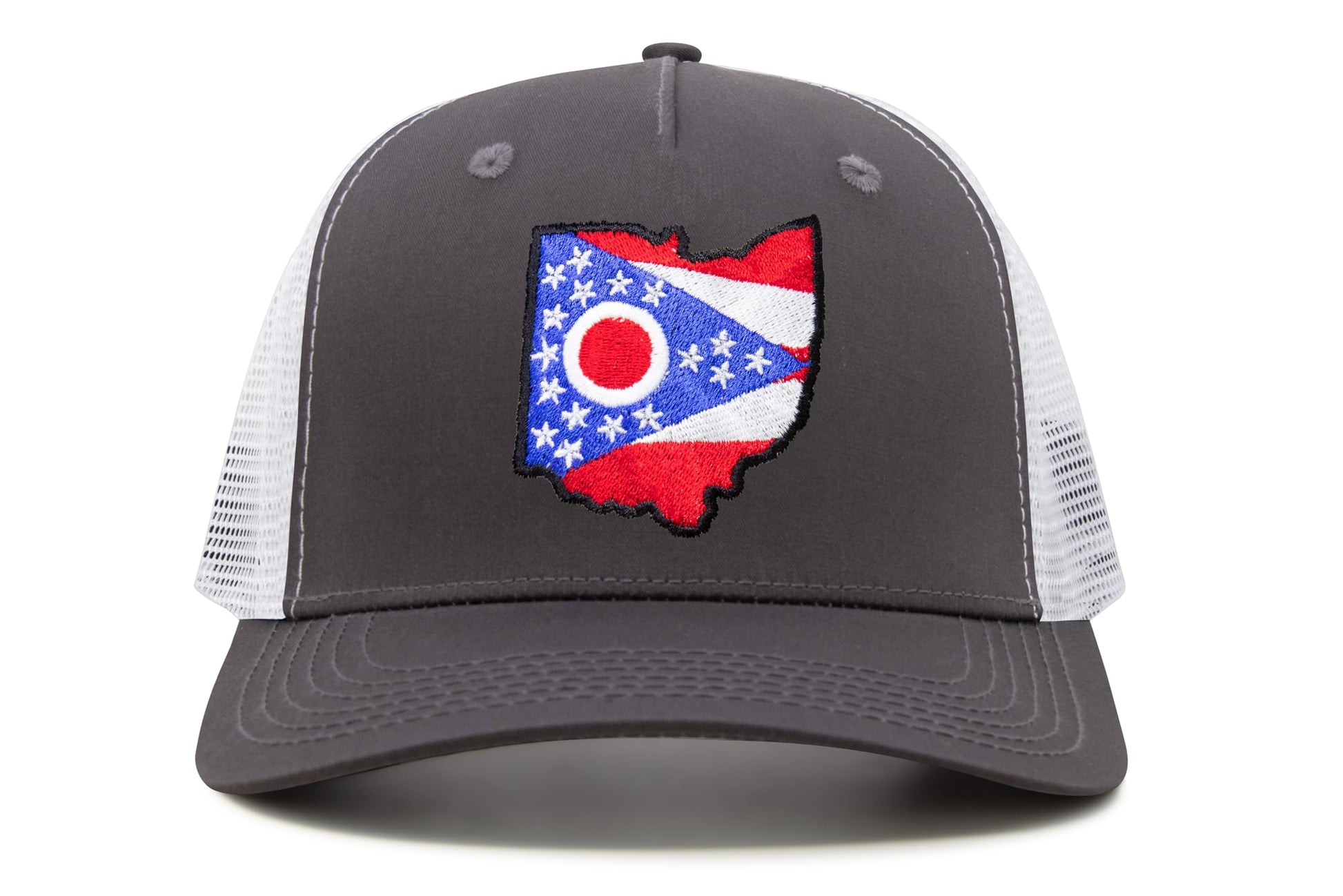 International Tie Stateline Flag Hat for Men and Women - Snapback Trucker Baseball Cap (Ohio, Grey White) - International Tie