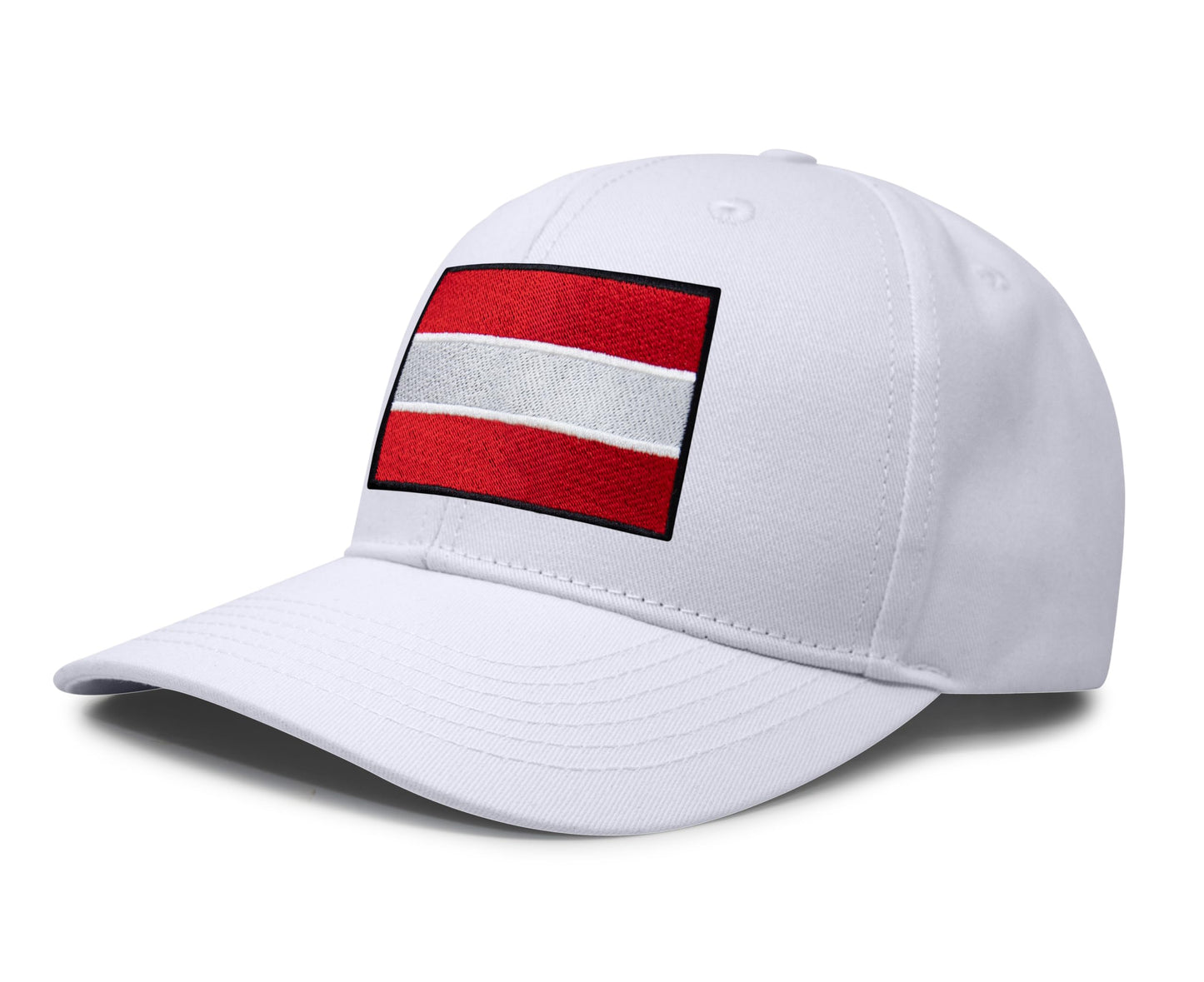 International Tie Country Hat for Men and Women, Adjustable Snapback Trucker Baseball Cap with Embroidered Patch (Austria, All White)