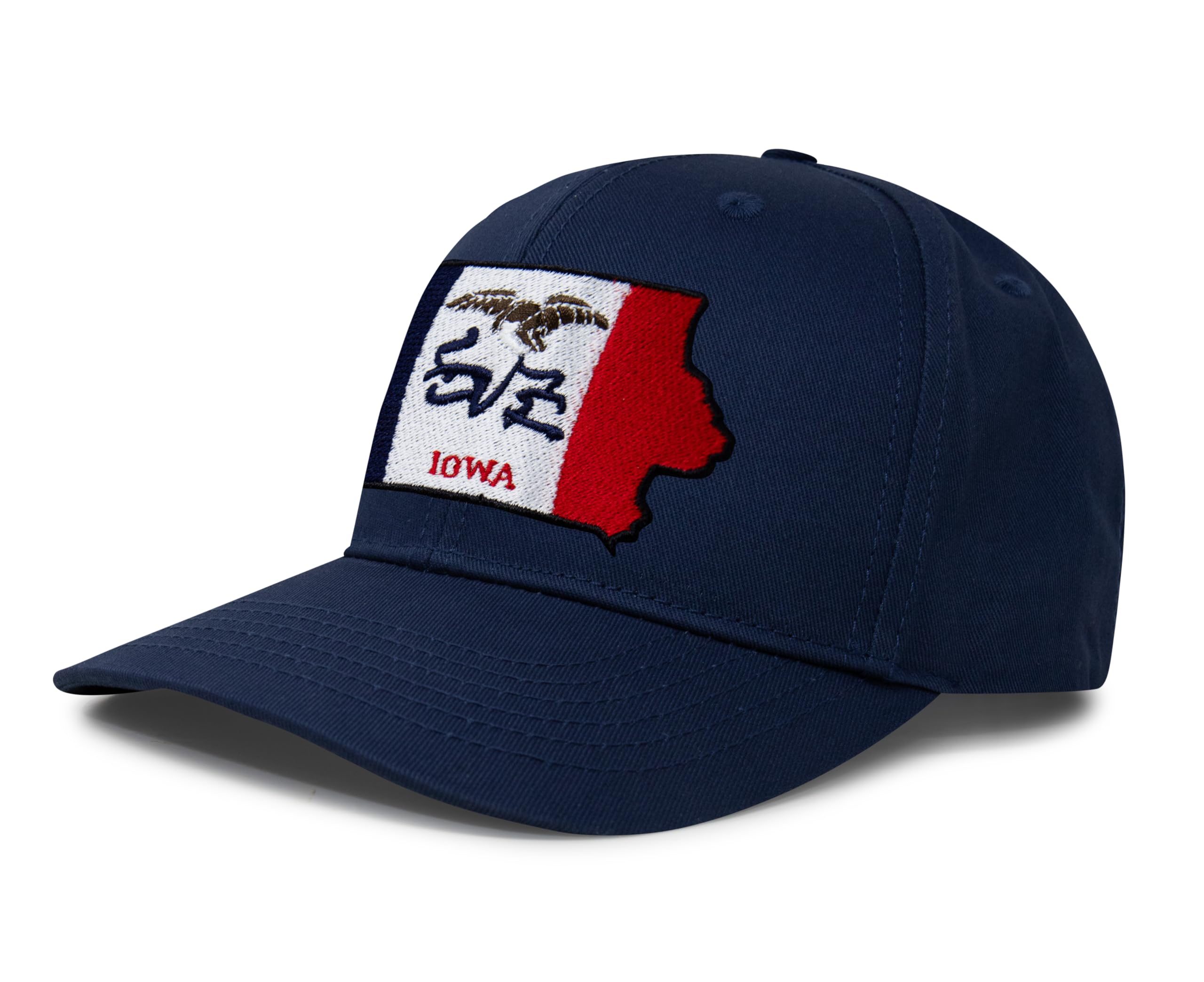 International Tie Stateline Flag Hat for Men and Women - Snapback Trucker Baseball Cap (Iowa, All Navy)