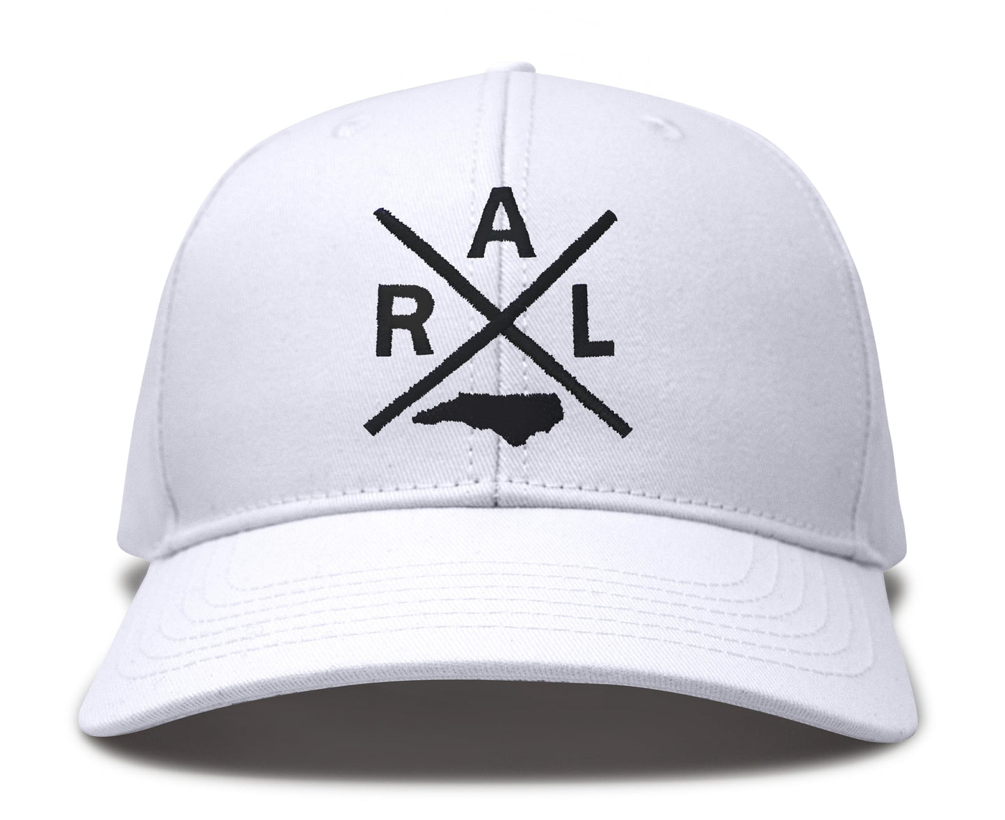 International Tie State City Hat for Men and Women, Snapback Trucker Baseball Cap with Embroidered Cross Logo (Raleigh - RAL, All White) - International Tie