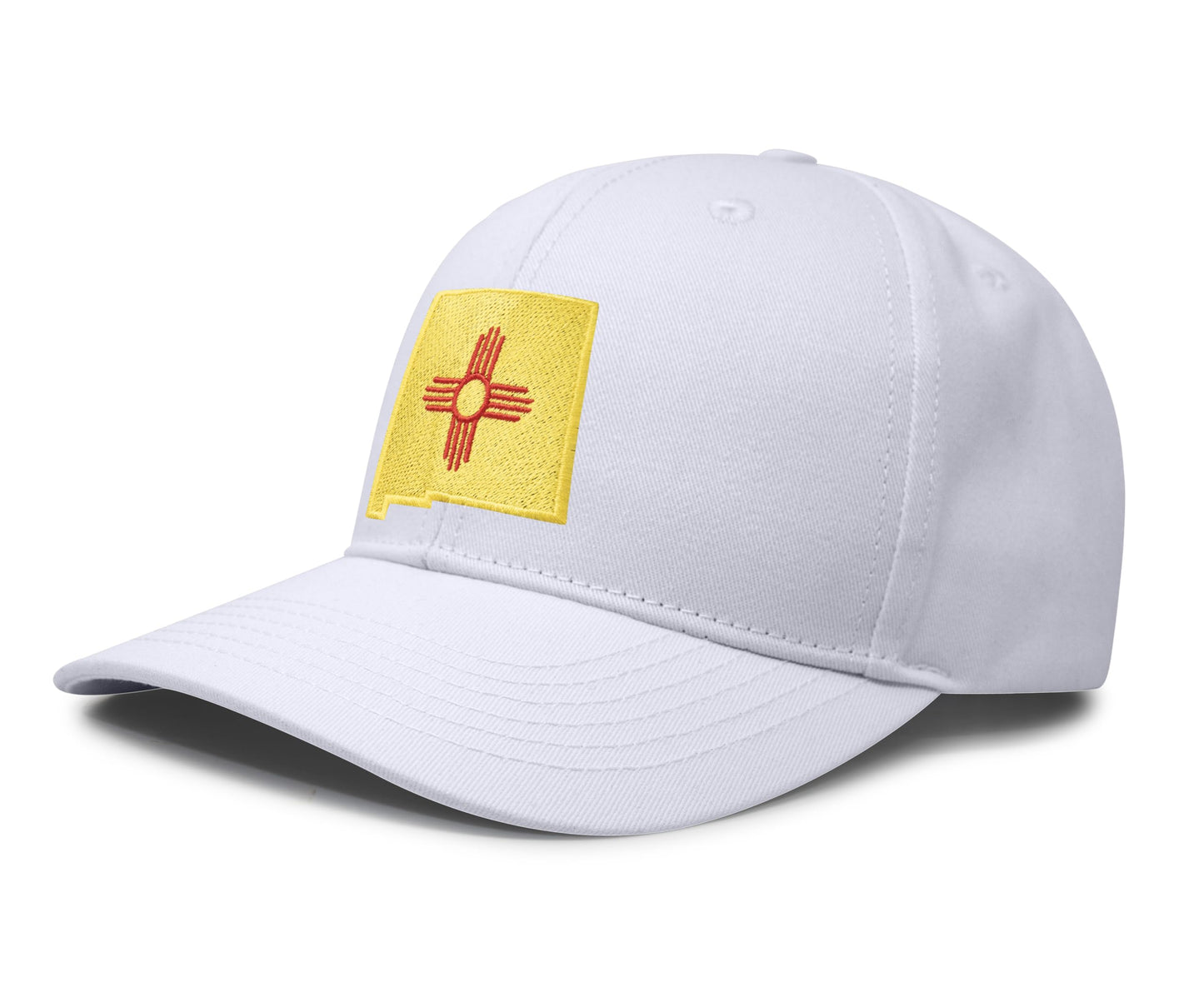 International Tie Stateline Flag Hat for Men and Women - Snapback Trucker Baseball Cap (New Mexico, All White)