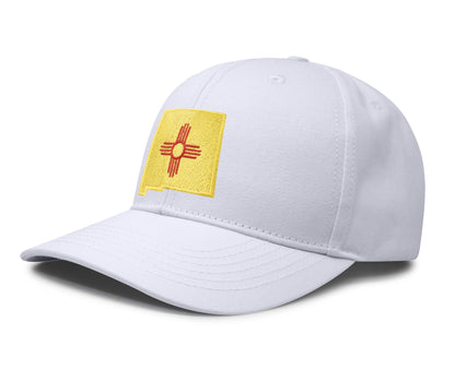 International Tie Stateline Flag Hat for Men and Women - Snapback Trucker Baseball Cap (New Mexico, All White)