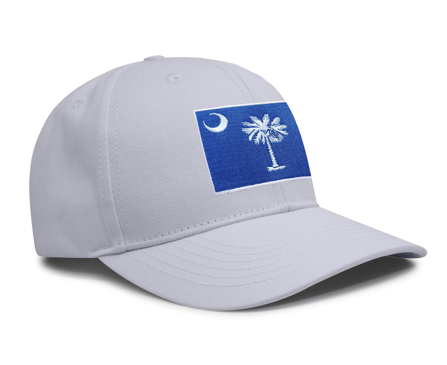 International Tie Premium South Carolina Flag Hat for Men and Women - Palmetto Snapback Trucker Baseball Cap (All White)