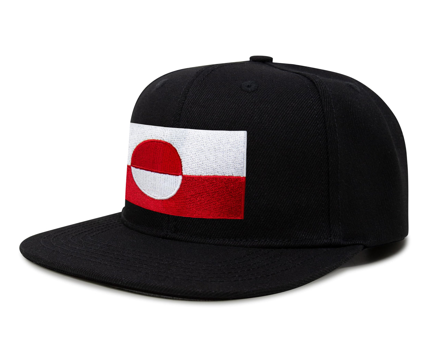 International Tie Country Hat for Men and Women, Adjustable Snapback Trucker Baseball Cap with Embroidered Patch (Greenland, Black Flatbill) - International Tie