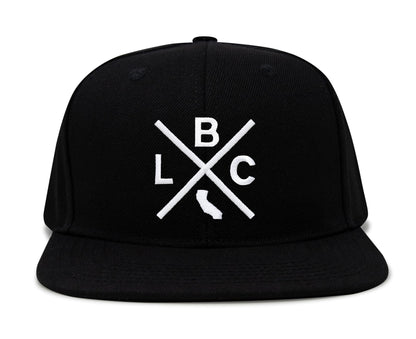 International Tie LBC (Long Beach California) - Hat for Men and Women - Snapback Trucker Baseball Cap (Black Flatbill)