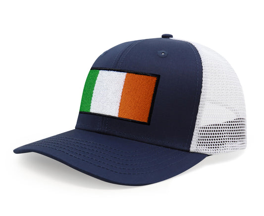 International Tie Irish Flag Hat for Men and Women - Ireland Snapback Trucker Baseball Cap (Navy White)