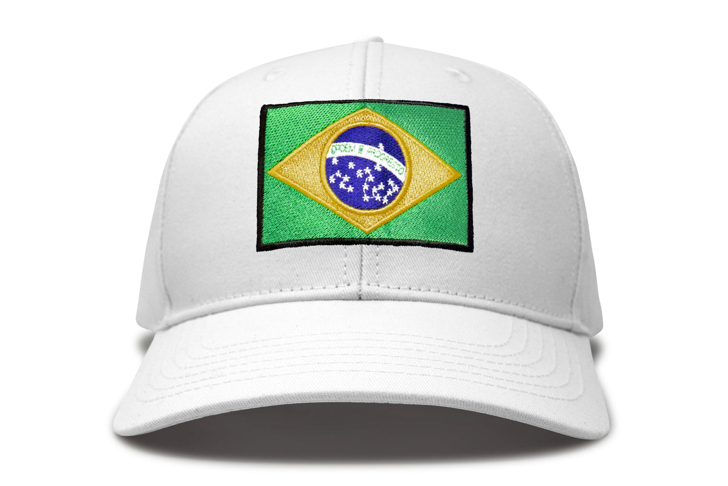 International Tie Country Hat for Men and Women, Adjustable Snapback Trucker Baseball Cap with Embroidered Patch (Brazil, All White)