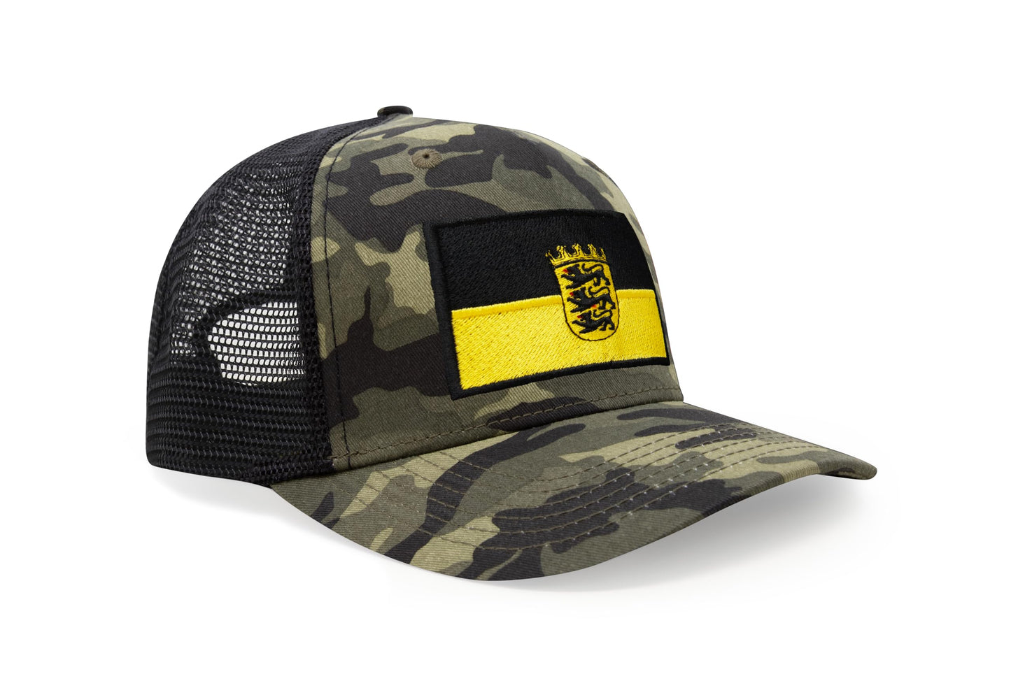 International Tie State Hat for Men and Women, Adjustable Snapback Trucker Baseball Cap with Embroidered Patch (Baden-Wurttemberg, Camouflage)