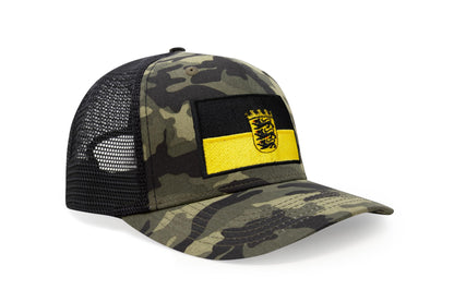 International Tie State Hat for Men and Women, Adjustable Snapback Trucker Baseball Cap with Embroidered Patch (Baden-Wurttemberg, Camouflage)