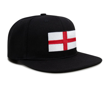 International Tie England - St. George Flag Hat for Men and Women, Adjustable Snapback Trucker Baseball Cap (Black Flatbill)