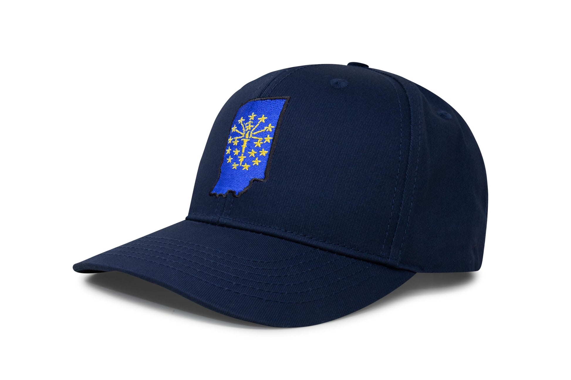 International Tie Stateline Flag Hat for Men and Women - Snapback Trucker Baseball Cap (Indiana, All Navy) - International Tie