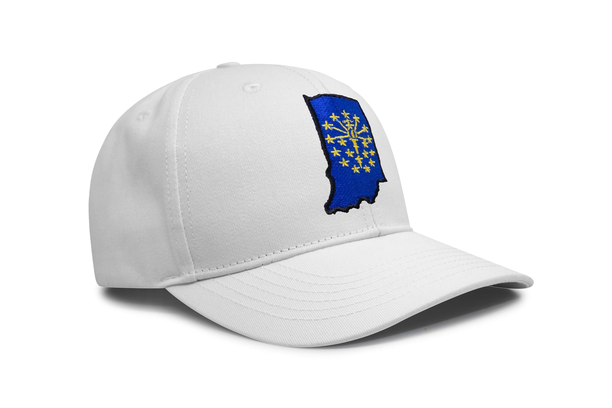 International Tie Stateline Flag Hat for Men and Women - Snapback Trucker Baseball Cap (Indiana, All White) - International Tie