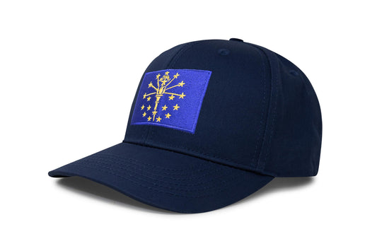 International Tie State Hat for Men and Women, Adjustable Snapback Trucker Baseball Cap with Embroidered Patch (Indiana, All Navy) - International Tie